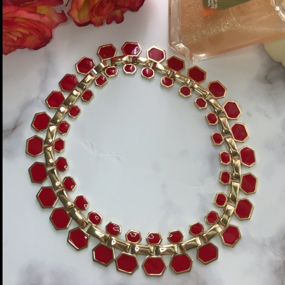 Gold and red necklace